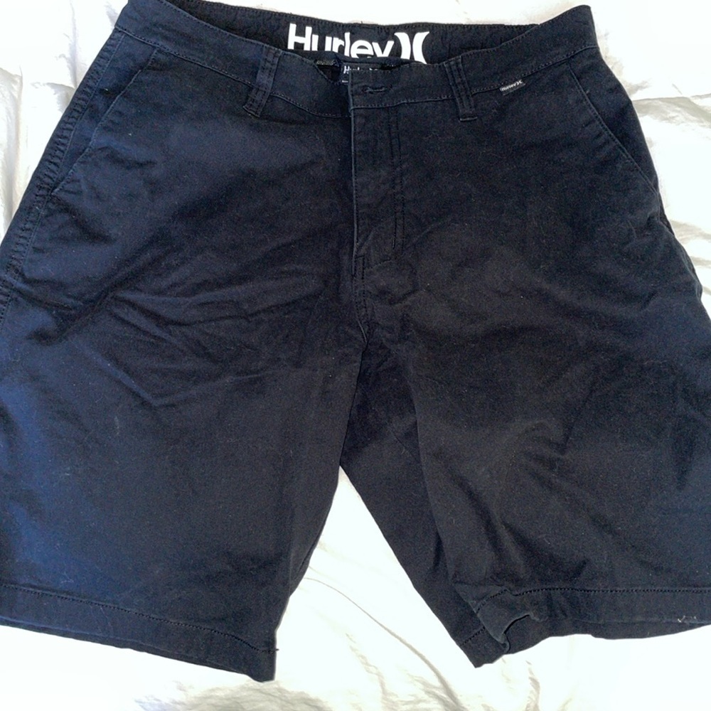 Hurley Men’s Cotton Flat Front Shorts | Size 32 | Black